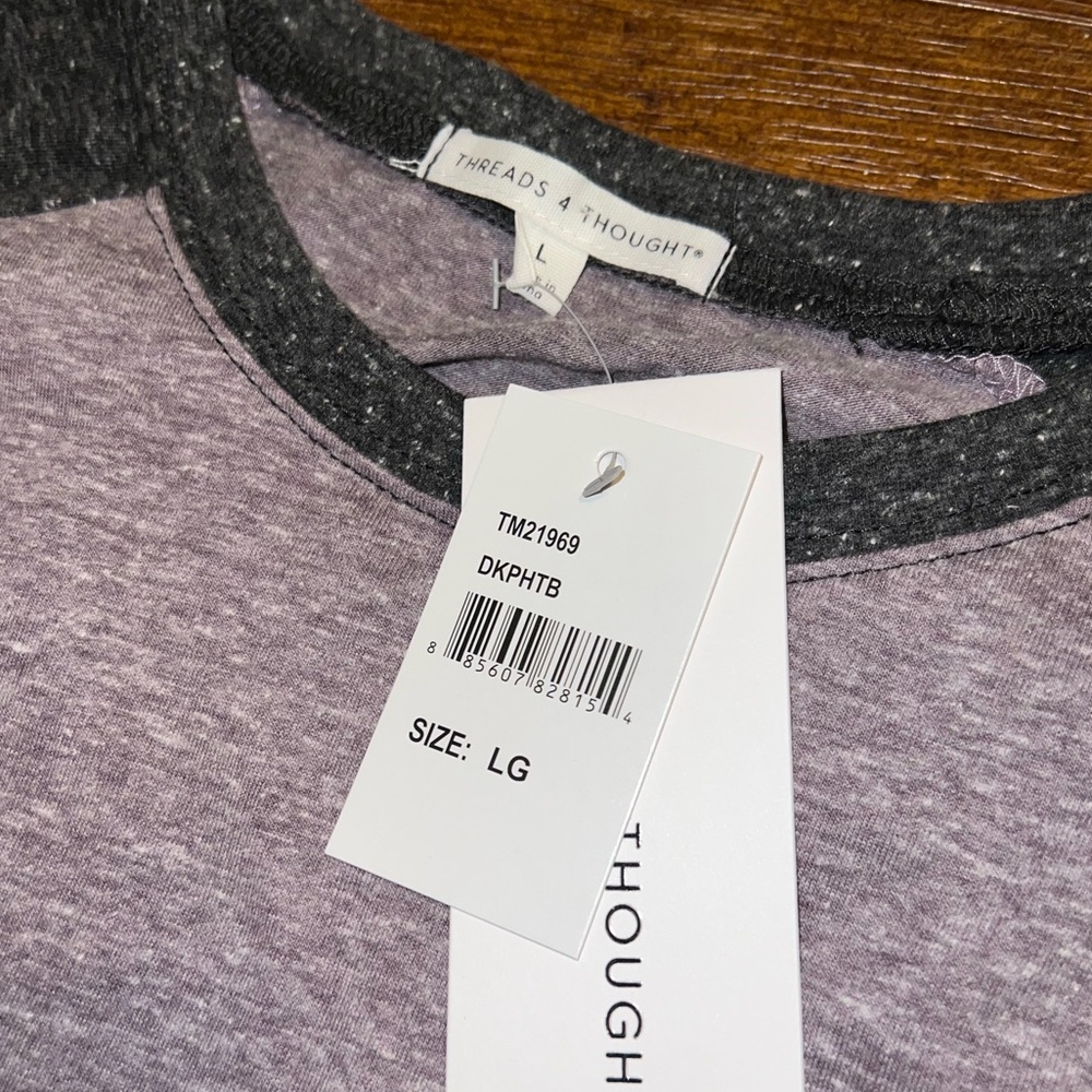 NWT Threads 4 Thought Heather Mauve Gray Long Sleeve Preppy Casual Tee Size L - Picture 5 of 5